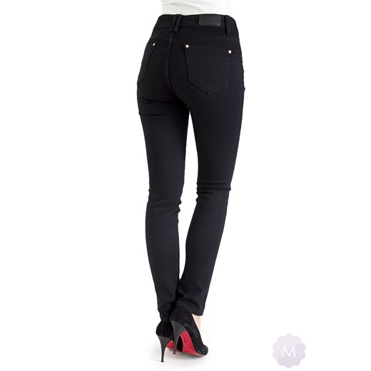 Elastyczne spodnie jeansy rurki czarne z wyższym stanem mercerie-pl czarny elastan
