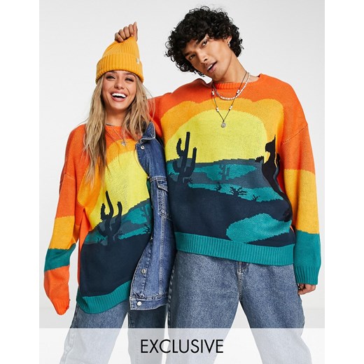 Reclaimed Vintage Inspired – Sweter oversize unisex z motywem rodeo-Kolorowy Reclaimed Vintage XL Asos Poland