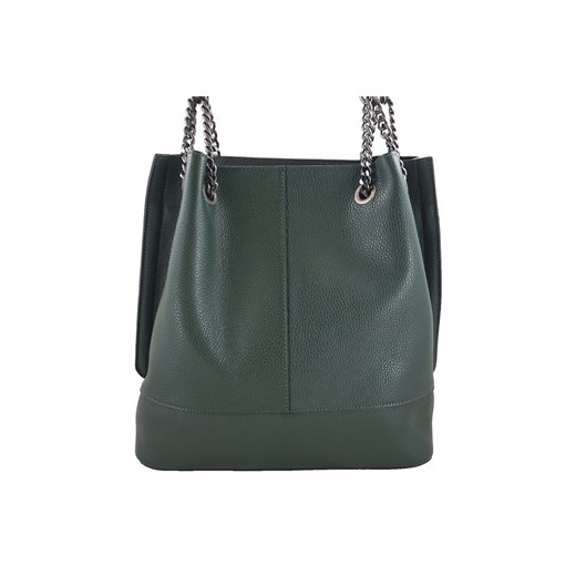 Modna torebka skórzana damska - Zielona ciemna ze sklepu Barberinis w kategorii Torby Shopper bag - zdjęcie 130123017