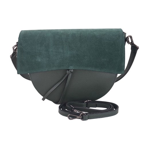 Modna torebka damska z zamszową klapką - Zielona ciemna Barberini`s uniwersalny Barberinis