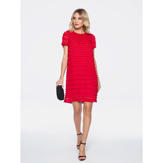 Czerwona sukienka z frędzlami L'AF REBECA 38 wyprzedaż Eye For Fashion