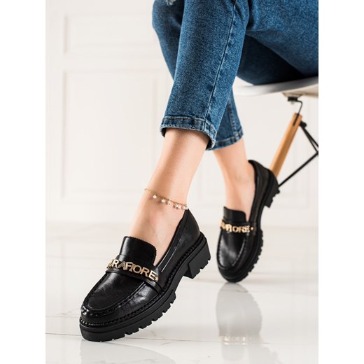 Mokasyny Shelovet casualowe bez zapięcia czarne 