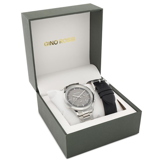 Zegarek GINO ROSSI - GR GIFT SET 02M Silver/Black Gino Rossi eobuwie.pl