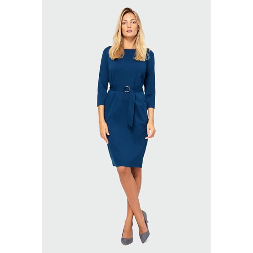 Sukienka elegancka z paskiem niebieska Greenpoint 34 okazja Happy Face