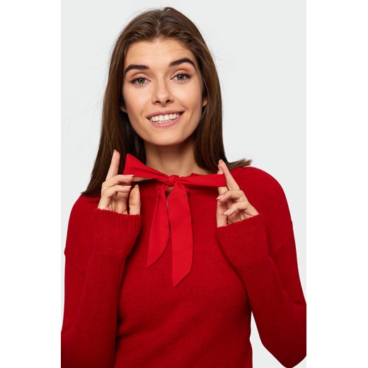 Sweter miękki z kokardą czerwony Greenpoint 42 wyprzedaż Happy Face