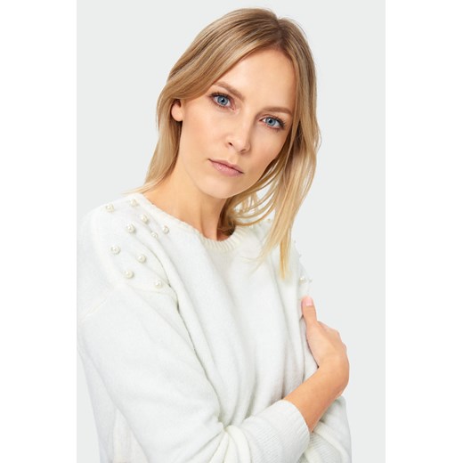 Sweter z perełkami kremowy Greenpoint 34 promocyjna cena Happy Face