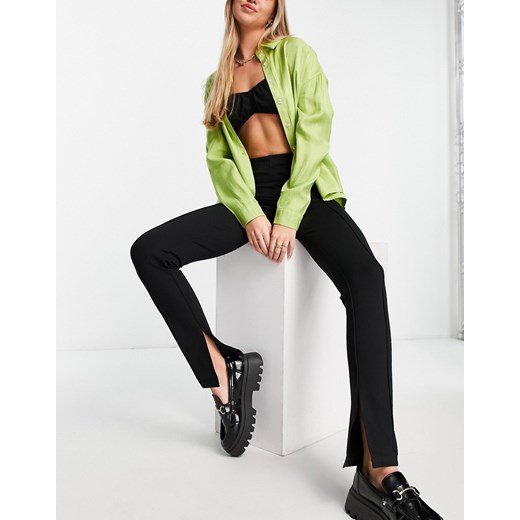 Vero Moda – Aware – Czarne spodnie z rozcięciem i szwem z przodu – Część Vero Moda M Asos Poland