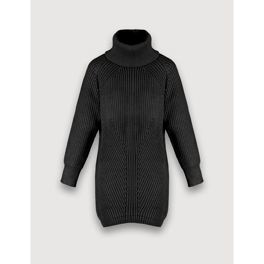 Długi czarny ciepły golf Molton XL Molton