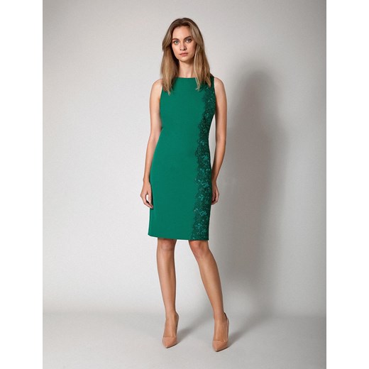 Zielona ołówkowa sukienka z koronką Molton 38 Molton