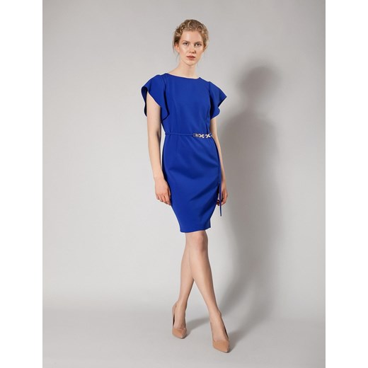 Niebieska sukienka z ozdobnym paskiem Molton 36 Molton