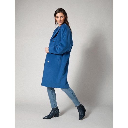 Niebieski oversizowy płaszcz Molton XL Molton
