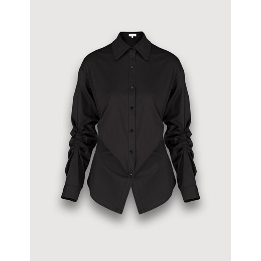 Czarna bluzka koszulowa z drapowaniem Molton 38 Molton