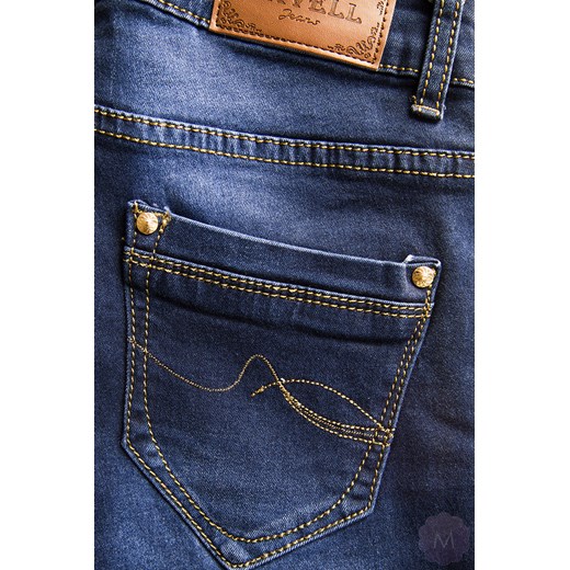 Spodnie jeansowe prosta nogawka z wyższym stanem granatowe Vavell mercerie-pl granatowy Spodnie