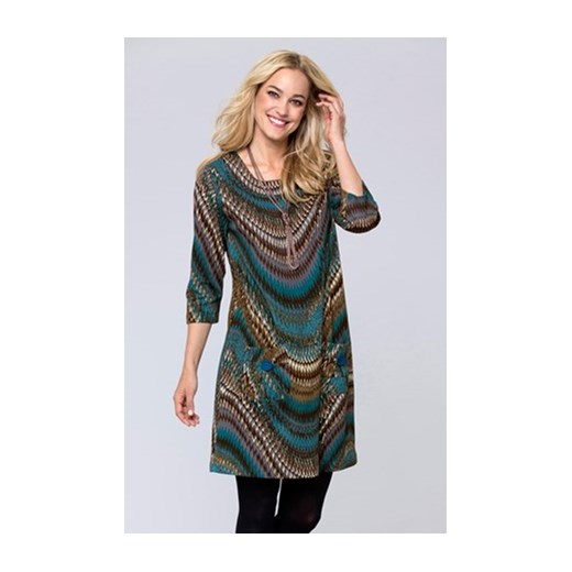 Sukienka niebieski/brązowy cellbes zielony abstrakcyjne wzory