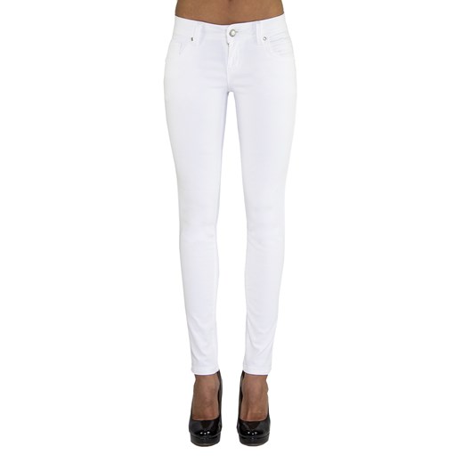 Klasyczne białe spodnie z miękkiej bawełny denimbox-pl bialy biodrówki