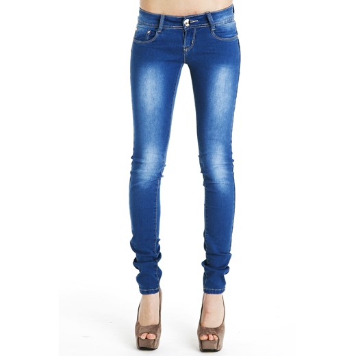 Jeansowe rurki biodrówki super-skinny denimbox-pl niebieski bawełniane