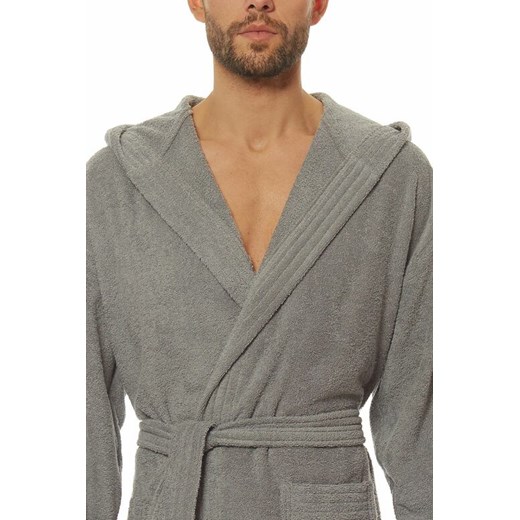 Szlafrok męski frotte Leon szary M ELEGANTO.pl
