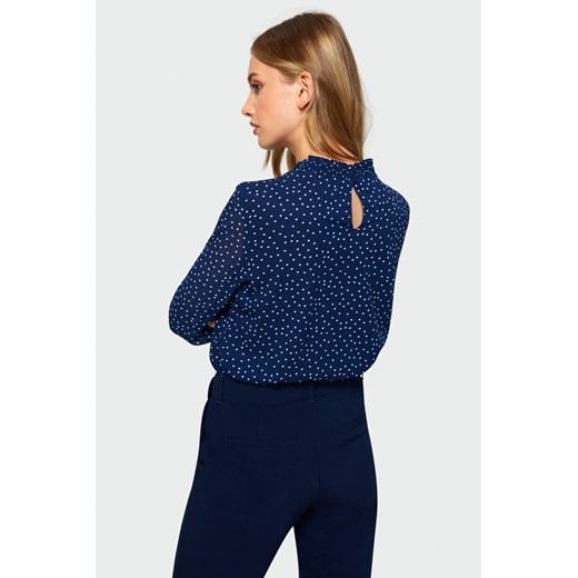 Bluzka elegancka ze stójką granatowa w kropki Greenpoint 38 Happy Face okazja