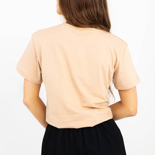 Beżowa damska bluzka z kolorowym printem i cekinami - Odzież Royalfashion.pl XL - 42 royalfashion.pl