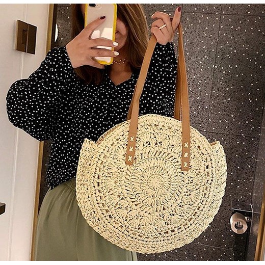 Torebka koszyk okrągła słomiana klasyczna boho Jewelry & Watches promocja Edibazzar