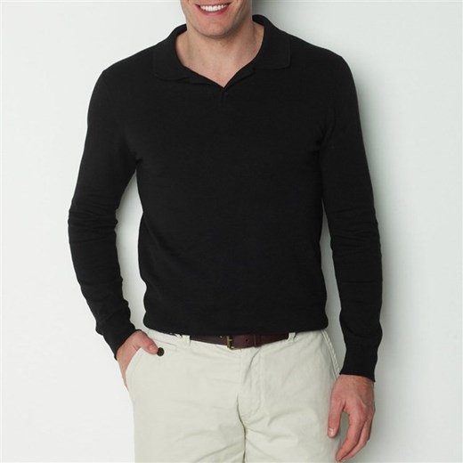 Sweter z kołnierzykiem polo, bawełniany la-redoute-pl czarny kołnierzyk