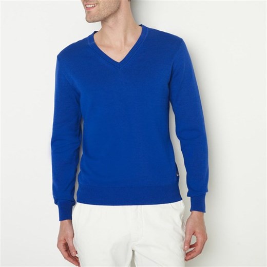 Sweter z dekoltem w kształcie litery V la-redoute-pl niebieski dżersej