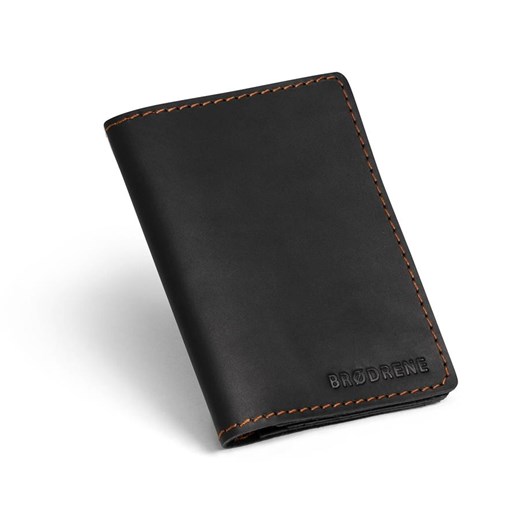 Skórzany cienki portfel slim wallet z miejscem na monety BRODRENE SW08 czarny  Skorzana.com