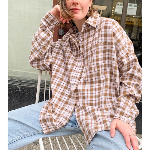 COLLUSION – Brązowo-różowa koszula oversize w kratę-Wielokolorowy Collusion 40 Asos Poland