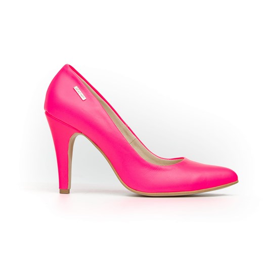neonowe czółenka na szpilce - skóra naturalna - model 035 - kolor różowy neon Zapato 39 zapato.com.pl