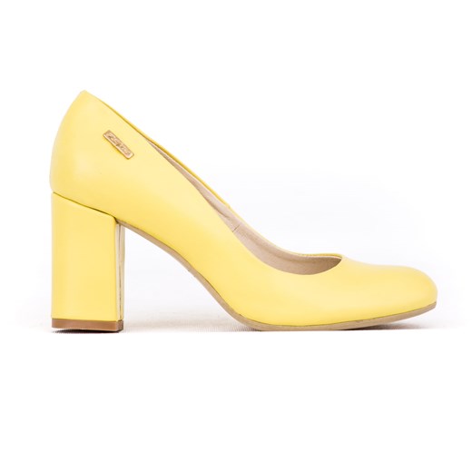 żółte czółenka na obcasie - skóra naturalna - model 042 - kolor bananowy Zapato 36 zapato.com.pl