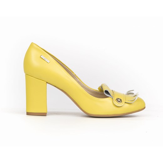 czółenka z frędzlami - skóra naturalna - model 043 - kolor bananowy Zapato 40 zapato.com.pl