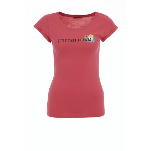 Basic T-shirt with logo and print terranova czerwony nadruki