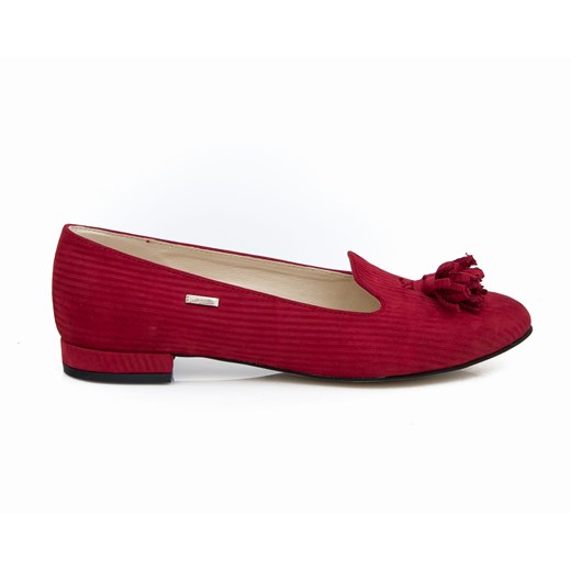 nubukowe baleriny z tłoczeniem - skóra naturalna - model 045 - kolor czerwony Zapato 39 zapato.com.pl