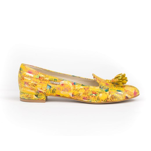 baleriny z ostrym noskiem - skóra naturalna - model 045 - kolor żółte kwiaty Zapato 36 zapato.com.pl