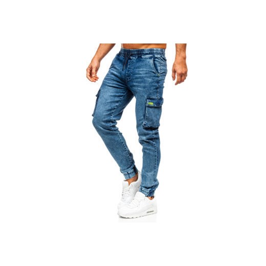 Granatowo-zielone spodnie jeansowe joggery bojówki męskie Denley HY1028 2XL okazja Denley