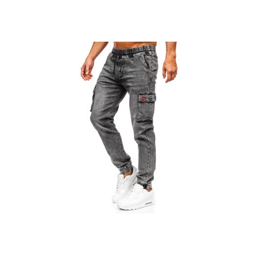Czarne spodnie jeansowe joggery bojówki męskie Denley HY1028 M Denley okazyjna cena
