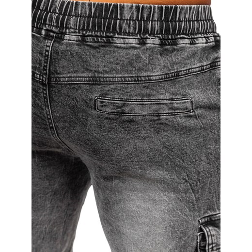 Czarne spodnie jeansowe joggery bojówki męskie Denley HY1028 2XL okazja Denley