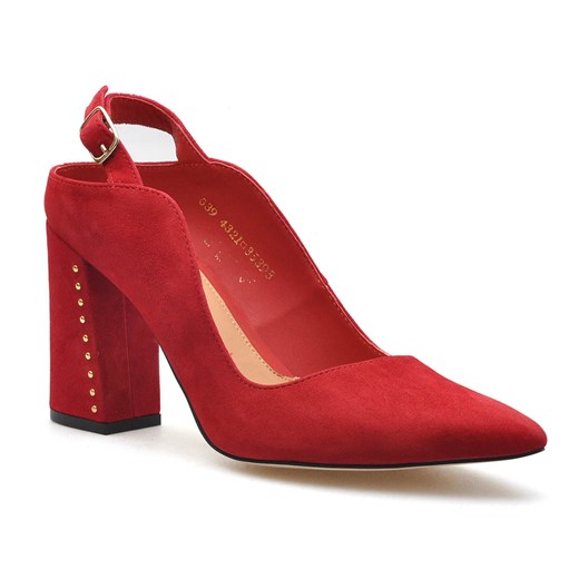 Czółenka Visconi 4321302/200 Czerwony zamsz ze sklepu Arturo-obuwie w kategorii Czółenka - zdjęcie 130739365