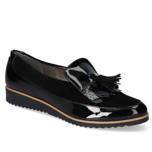 Mokasyny For-But 159 Czarne lakier+zamsz ze sklepu Arturo-obuwie w kategorii Mokasyny damskie - zdjęcie 130743878