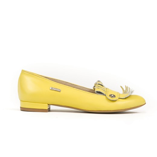 żółte balerinki z frędzlami - skóra naturalna - model 046 - kolor bananowy Zapato 43 zapato.com.pl