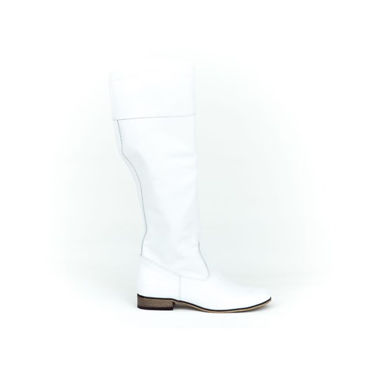 wsuwane kozaki na niskim obcasie - skóra naturalna - model 125 - kolor biały Zapato 38 promocja zapato.com.pl