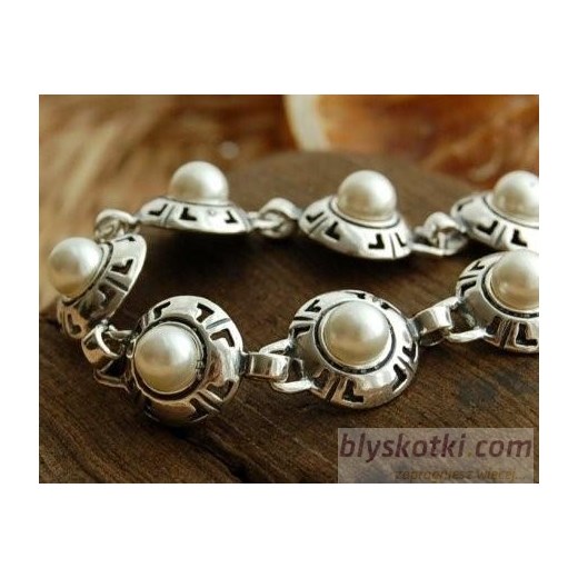 DORIA - srebrna bransoletka bransoletka z perłą jubilea-pl brazowy Bransoletki