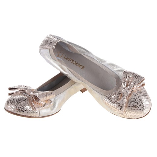 BALERINY SKÓRZANE ZŁOTY/ WĄŻ 07/65 LaFEMME (35) Lafemmeshoes 35 lafemmeshoes.pl