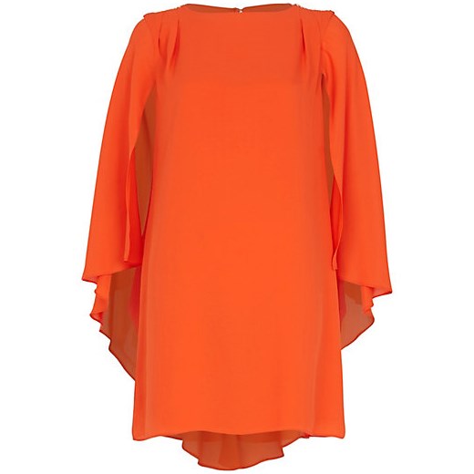 Orange cape sleeve shift dress river-island pomaranczowy 