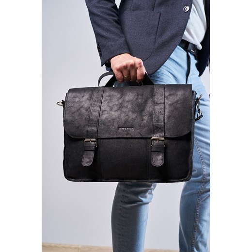Skórzana męska torba na ramię brødrene bl11xl czarna Brødrene