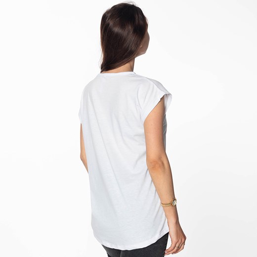 Biały damski t-shirt ze złotym nadrukiem i napisem - Odzież Royalfashion.pl M - 38 royalfashion.pl