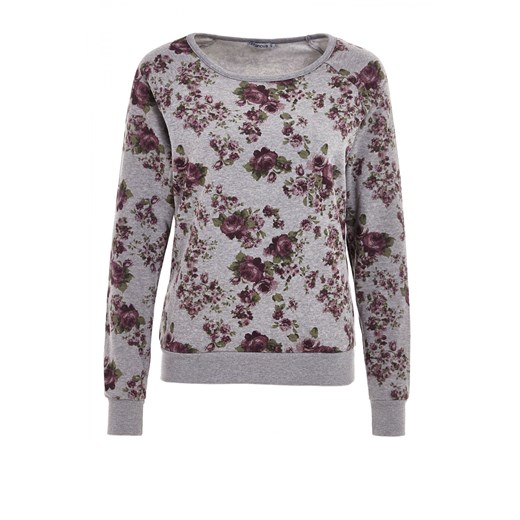 Floral pattern sweatshirt terranova szary kwiatowy