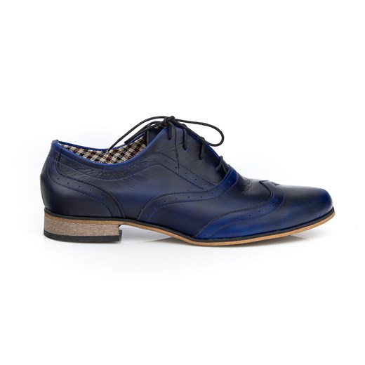 sznurowane półbuty jazzówki - skóra naturalna - model 246 - kolor niebieska Zapato 43 zapato.com.pl