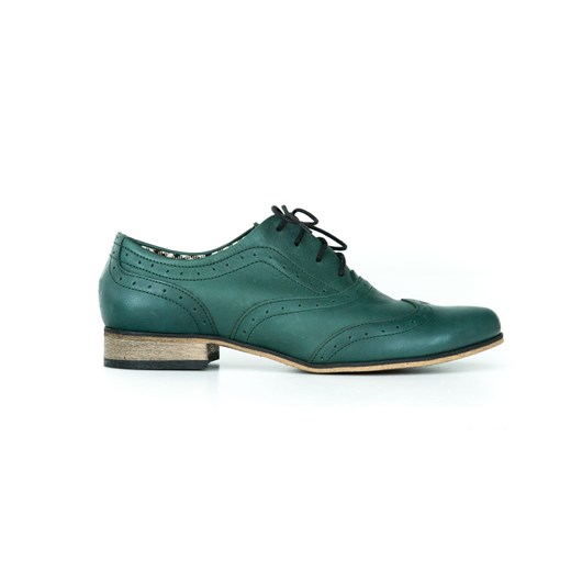 sznurowane półbuty jazzówki - skóra naturalna - model 246 - kolor zielony Zapato 38 zapato.com.pl