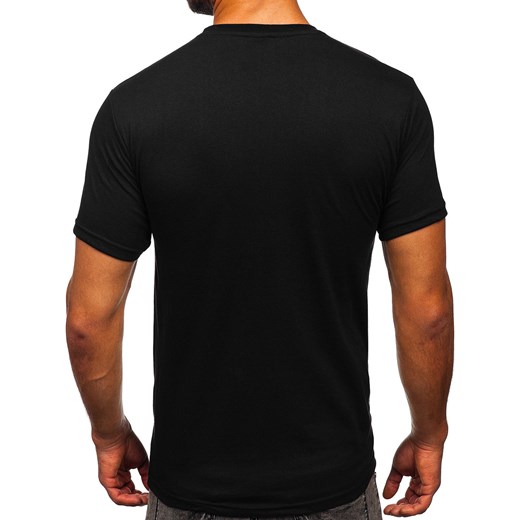 Czarny t-shirt męski z nadrukiem Denley 14499 2XL Denley